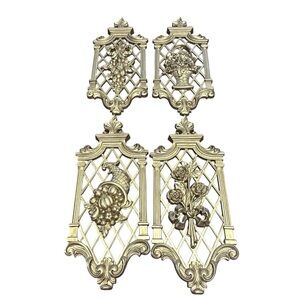 Vintage 1971 Dart Gold Wall Plaques Hollywood‎ Regency Set of 4